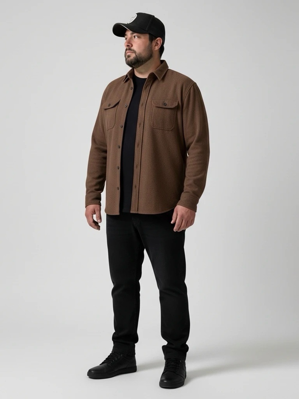 Lands’ End Men’s XL Brown Cotton Herringbone Rugged Flannel Shirt, Workwear